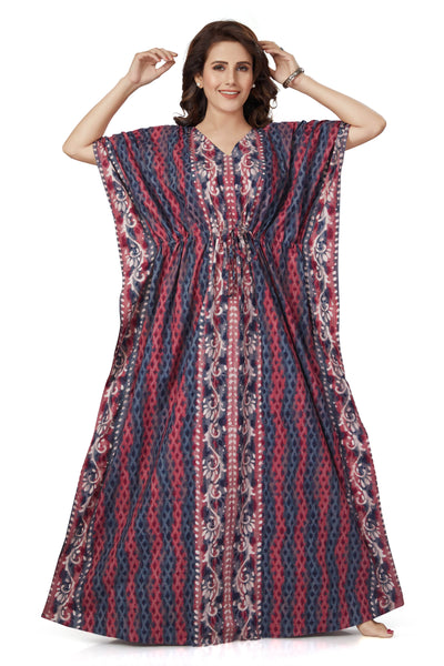 Brown Leaf Design, Hand Dyed Batik, 100% Cotton Kaftan - K141