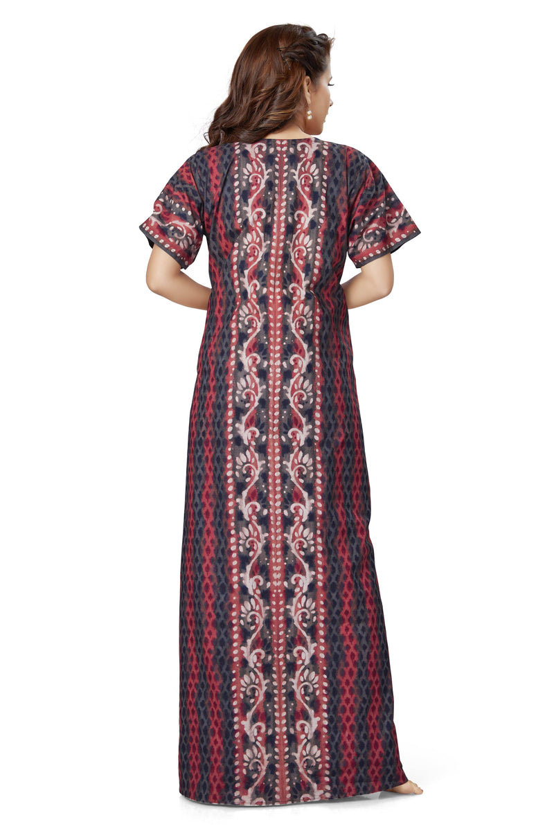 Brown Leaf Design, Hand Dyed Batik, 100% Cotton Night Gown - NG141 image 4