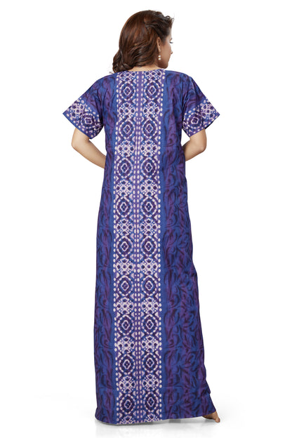 NG152 - Blue Oval Design, Hand Dyed Batik, 100% Cotton Night Gown