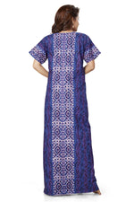 Blue Oval Design, Hand Dyed Batik, 100% Cotton Night Gown - NG152 image 4