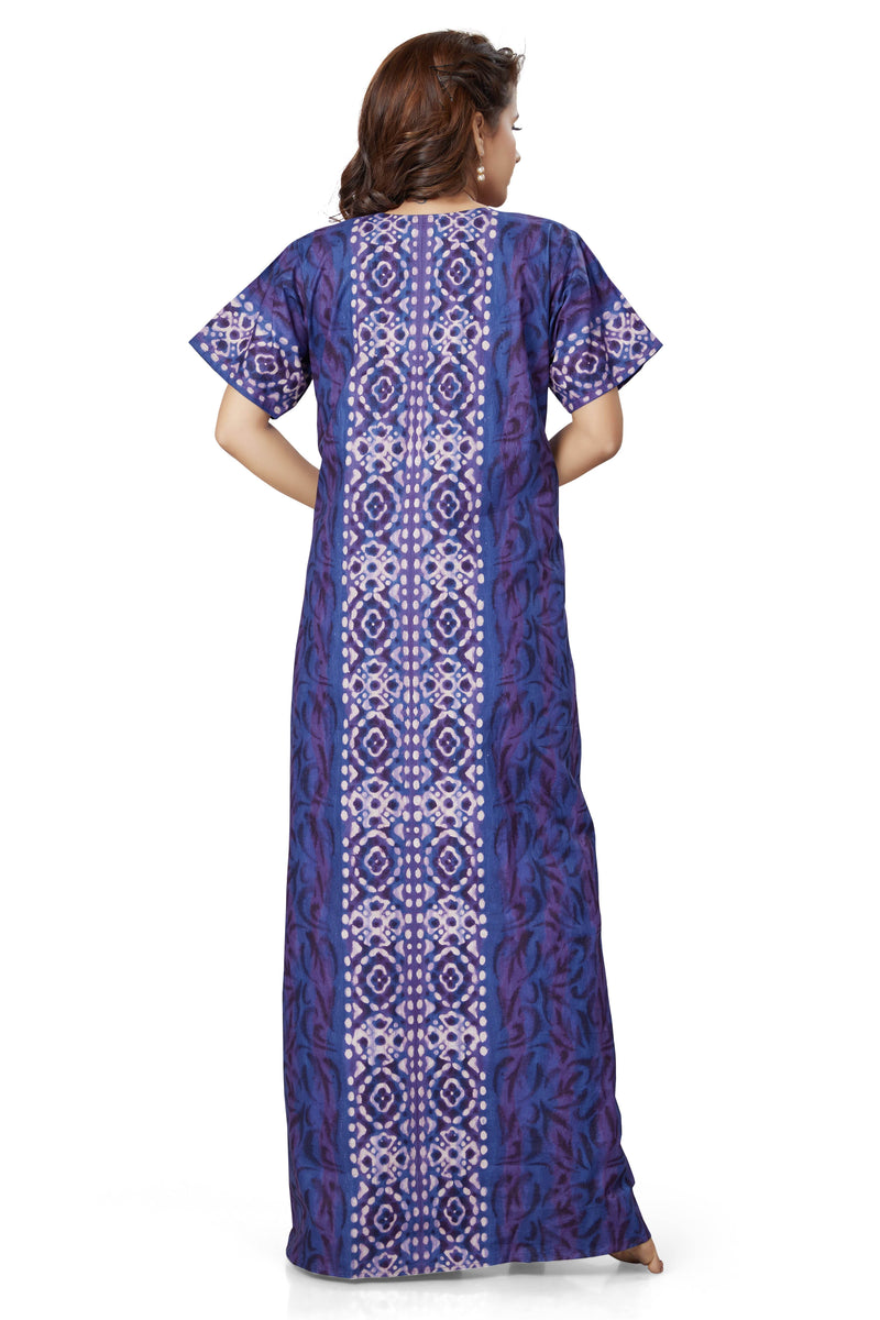 Blue Oval Design, Hand Dyed Batik, 100% Cotton Night Gown - NG152 image 4