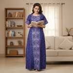 Blue Oval Design, Hand Dyed Batik, 100% Cotton Night Gown - NG152 image 1