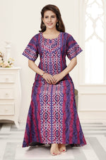 Purple Oval Design, Hand Dyed Batik, 100% Cotton Night Gown - NG153 image 3