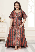 Brown Oval Design, Hand Dyed Batik, 100% Cotton Night Gown - NG151 image 3
