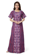 Purple Leaf Design, Hand Dyed Batik, 100% Cotton Night Gown - NG143 image 2