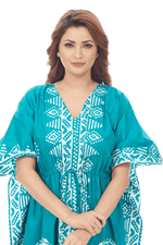 Green Triangle Border Design, Hand Dyed Batik, 100% Cotton Kaftan - K124 - image 1