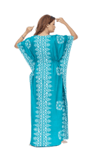 Green Triangle Border Design, Hand Dyed Batik, 100% Cotton Kaftan - K124 - image 9