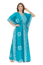 Green Triangle Border Design, Hand Dyed Batik, 100% Cotton Kaftan - K124 - image 5