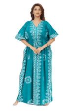 Green Triangle Border Design, Hand Dyed Batik, 100% Cotton Kaftan - K124 - image 7