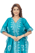 Green Triangle Border Design, Hand Dyed Batik, 100% Cotton Kaftan - K124 - image 10