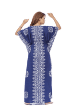 Blue Triangle Border Design, Hand Dyed Batik, 100% Cotton Kaftan - K120 - image 3