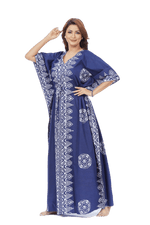 Blue Triangle Border Design, Hand Dyed Batik, 100% Cotton Kaftan - K120 - image 5