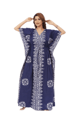 Blue Triangle Border Design, Hand Dyed Batik, 100% Cotton Kaftan - K120 - image 6