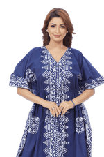 Blue Triangle Border Design, Hand Dyed Batik, 100% Cotton Kaftan - K120 - image 7