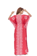 Red Triangle Border Design, Hand Dyed Batik, 100% Cotton Kaftan - K122 - image 7