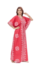 Red Triangle Border Design, Hand Dyed Batik, 100% Cotton Kaftan - K122 - image 1