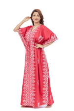 Red Triangle Border Design, Hand Dyed Batik, 100% Cotton Kaftan - K122 - image 2