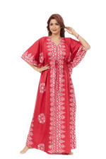 Red Triangle Border Design, Hand Dyed Batik, 100% Cotton Kaftan - K122 - image 5