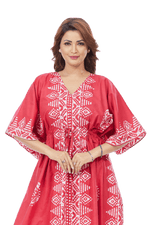 Red Triangle Border Design, Hand Dyed Batik, 100% Cotton Kaftan - K122 - image 6