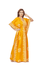 Yellow Triangle Border Design, Hand Dyed Batik, 100% Cotton Kaftan - K121 - image 4