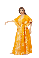 Yellow Triangle Border Design, Hand Dyed Batik, 100% Cotton Kaftan - K121 - image 5