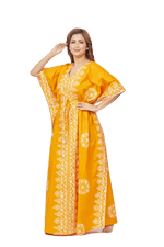 Yellow Triangle Border Design, Hand Dyed Batik, 100% Cotton Kaftan - K121 - image 6