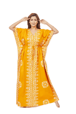 Yellow Triangle Border Design, Hand Dyed Batik, 100% Cotton Kaftan - K121 - image 7