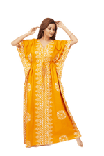 Yellow Triangle Border Design, Hand Dyed Batik, 100% Cotton Kaftan - K121 - image 8