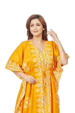 Yellow Triangle Border Design, Hand Dyed Batik, 100% Cotton Kaftan - K121 - image 9