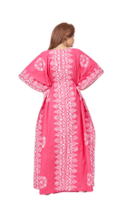 Pink Triangle Border Design, Hand Dyed Batik, 100% Cotton Kaftan - K123 - image 9