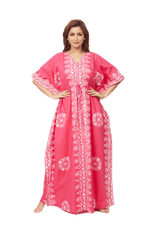 Pink Triangle Border Design, Hand Dyed Batik, 100% Cotton Kaftan - K123 - image 3