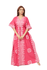 Pink Triangle Border Design, Hand Dyed Batik, 100% Cotton Kaftan - K123 - image 4