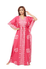 Pink Triangle Border Design, Hand Dyed Batik, 100% Cotton Kaftan - K123 - image 5