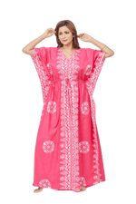 Pink Triangle Border Design, Hand Dyed Batik, 100% Cotton Kaftan - K123 - image 6