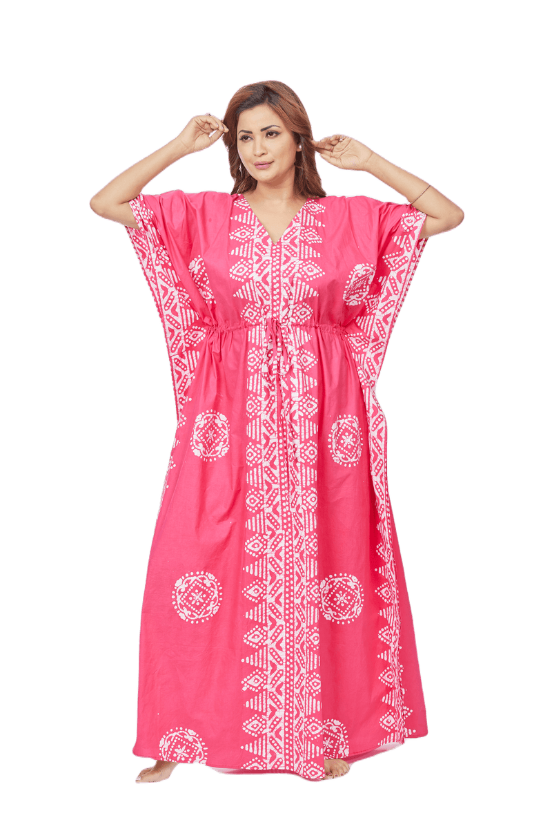 Pink Triangle Border Design, Hand Dyed Batik, 100% Cotton Kaftan - K123 - image 6
