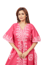 Pink Triangle Border Design, Hand Dyed Batik, 100% Cotton Kaftan - K123 - image 7
