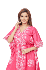 Pink Triangle Border Design, Hand Dyed Batik, 100% Cotton Kaftan - K123 - image 8
