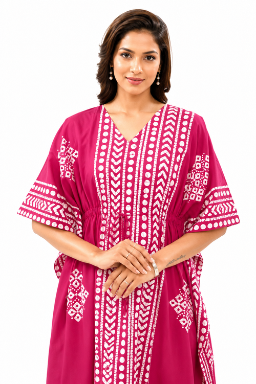 Pink Diamond Arrow Batik, Hand Dyed Batik, 100% Cotton Kaftan - K204