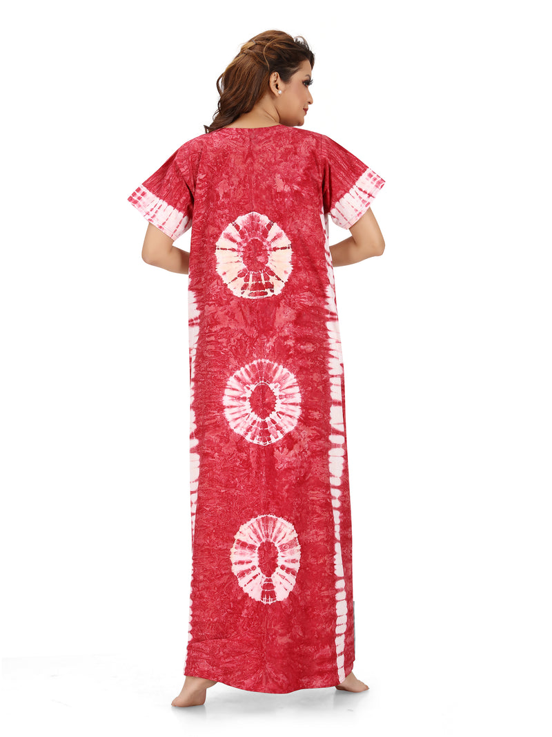 Pink Round Tie-Dye, Hand Dyed Batik, 100% Cotton Night Gown - NG090 image 5