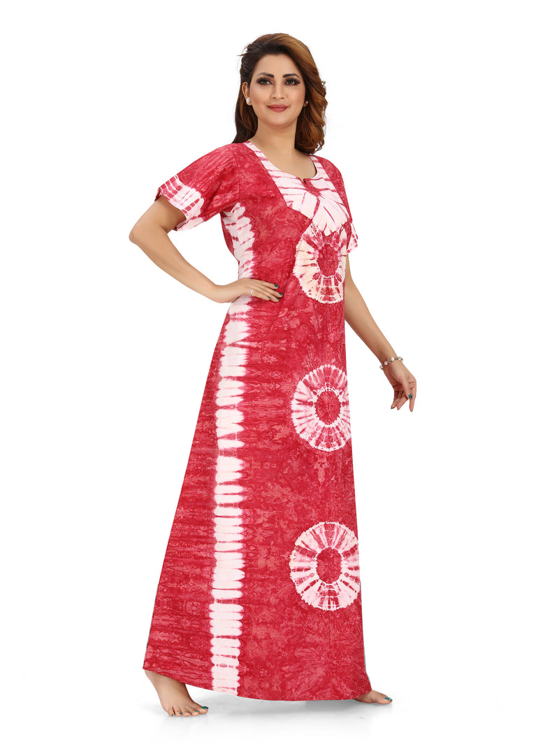 Pink Round Tie-Dye, Hand Dyed Batik, 100% Cotton Night Gown - NG090 image 2