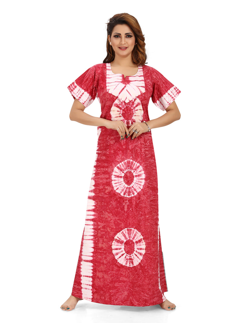 Pink Round Tie-Dye, Hand Dyed Batik, 100% Cotton Night Gown - NG090 image 4