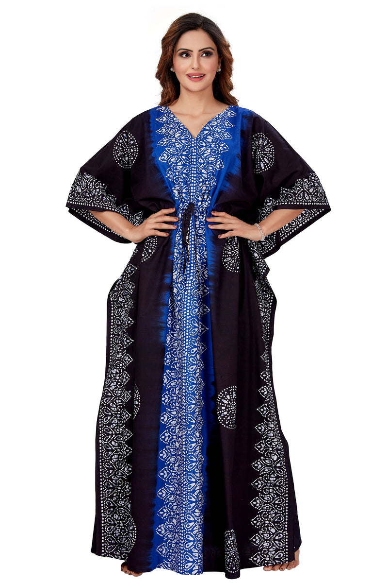 Blue & Black Shaded, Hand Dyed Batik, 100% Cotton Kaftan - K043 - image 5