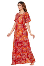 Red Orange Block Design, Hand Dyed Batik, 100% Cotton Night Gown - NG060 image 3