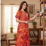 Red Orange Block Design, Hand Dyed Batik, 100% Cotton Night Gown - NG060 image 6