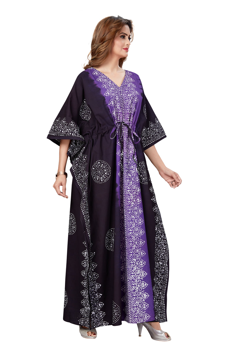 Purple & Black Shaded, Hand Dyed Batik, 100% Cotton Kaftan - K041 - image 2