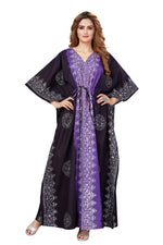 Purple & Black Shaded, Hand Dyed Batik, 100% Cotton Kaftan - K041 - image 3
