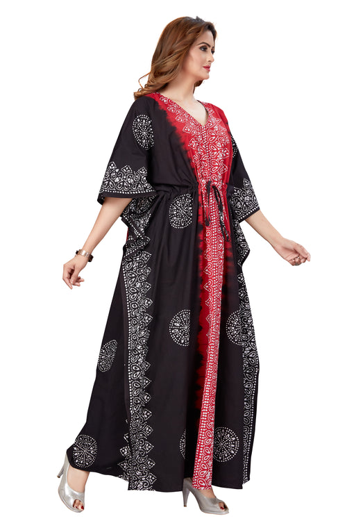 Red & Black Shaded, Hand Dyed Batik, 100% Cotton Kaftan - K042