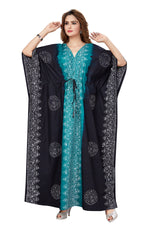 Green & Black Shaded, Hand Dyed Batik, 100% Cotton Kaftan - K040 - image 5