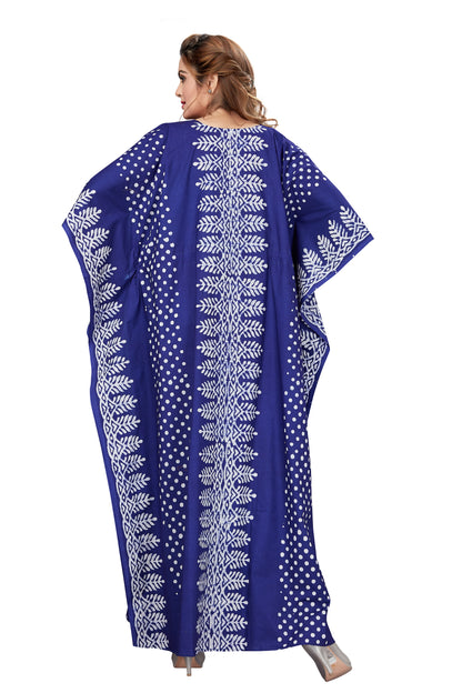 K001 - Blue Dotted, Hand Dyed Batik, 100% Cotton Kaftan.