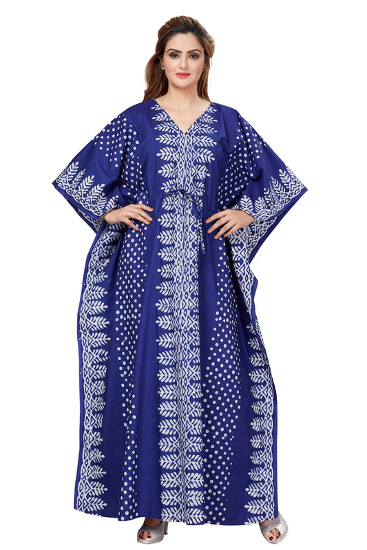 K001 - Blue Dotted, Hand Dyed Batik, 100% Cotton Kaftan.